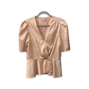 Chelsea 28 Peach Peplum Puff Sleeve Top - Sz M